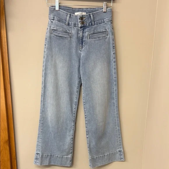 Fidelity Denim Aloe Super Wide Crop Jeans | size 26 | EUC | Teardrop Blue - Picture 2 of 16